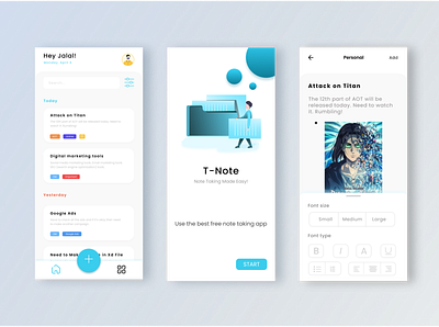 T-Note App | Note Taking App design note ui