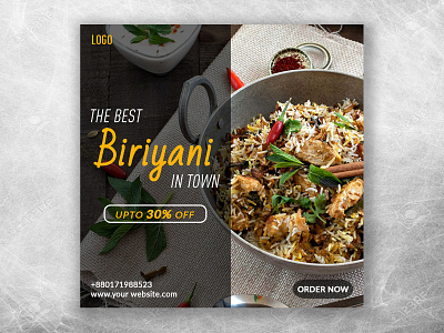 Modern Social media banner. attractive banner biriyani black and white creative delicious discount facebook fast food instagram internet modern online order now poster social media social media banner tasty