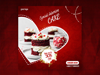 Special Valentine cake social media poster.