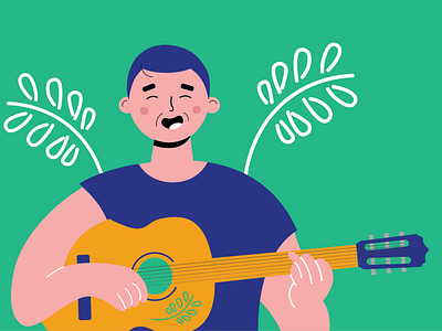 Guy playing guitar vector