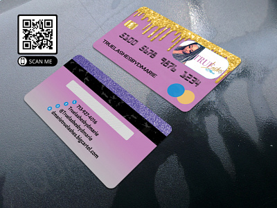 Mockup 33 blue business card design business cards costume credit card glitter logo makeup artist visiting card wig