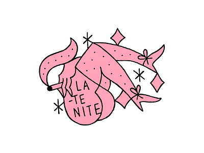 Late Nite black illustration outline pink pop