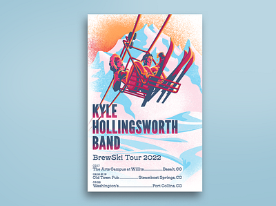 Kyle Hollingsworth Band Winter Tour Artwork band merch colorado design gig poster graphic design illustration illustrator jam band poster procreate rocky mountains skiing tour poster winter sports winter sports poster