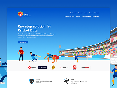Cricket API ai api blue theme chatbot cricket data landing page sports ux