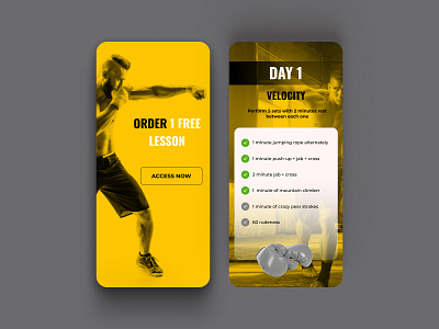 Daily UI 062 Workout of the Day black boxing daily ui 062 day exercises fitness gym workout yellow