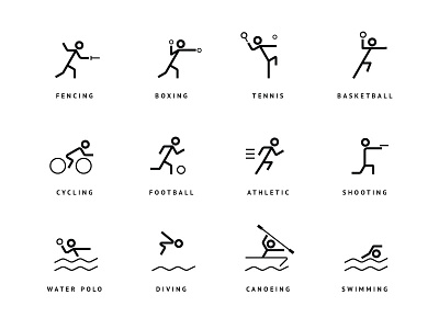 Olympic games Icons ai art freebie games icons illustrator line olympic set sport vector