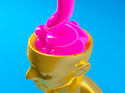 Bubble Brain brain bubble c4d cinema 4d gold liquid