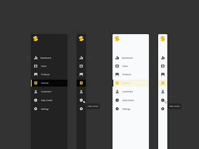Sidebar menu UI adobexd collapsable dark theme design menu navigation navigation bar sidebar ui ux webdesign