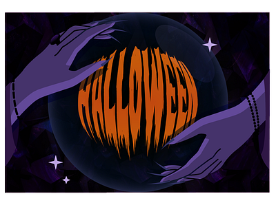 Halloween Crystal Ball crystal ball design halloween halloween design illustration pumpkin witch