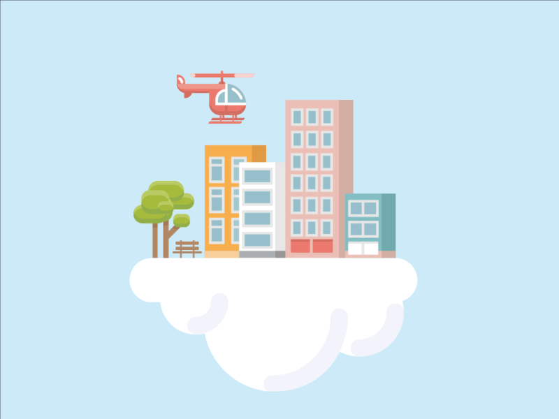 Cityscape buildings city cityscape cloud flat helicopter houses illustrator office podchakha tree windows