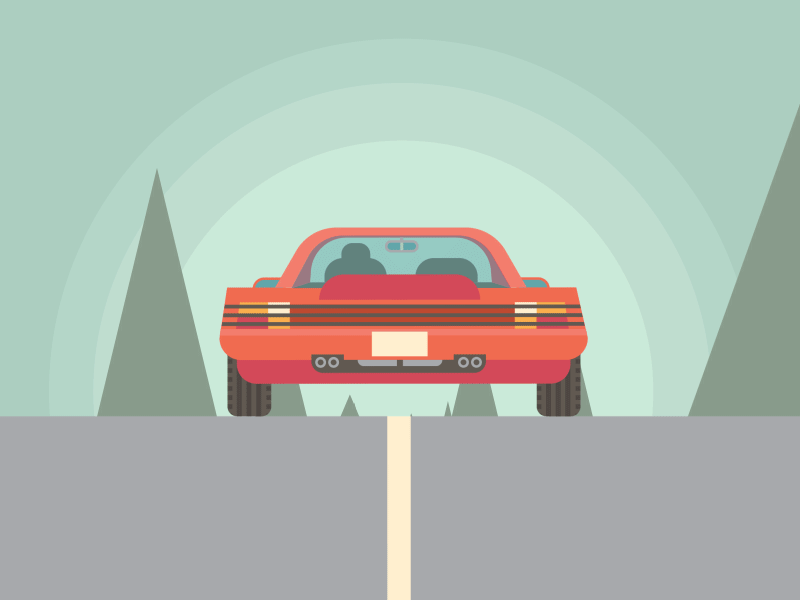 On the road animation business car driver flat illustrator isometric movement speed trees