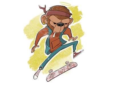 Monkey ✖️skateboarding art cartoon characterdesign design digital art digitalart digitalillustration digitalpainting illustration procreate