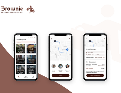 Brownie: UX/UI Design of an Errand-Running App mobile app ui design ux design