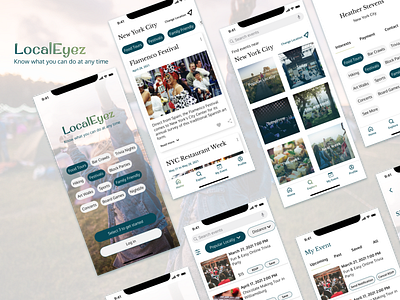 UI Design of a local events-finding app branding mobile app ui design