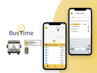 BusTime: UX/UI Design of a Public Transportation App logo mobile app ui design ux design