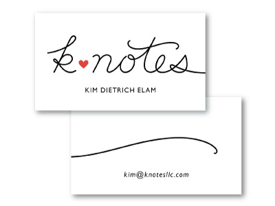 k notes, LLC business card branding business card hand lettered hand lettering heart k notes k notes llc kim dietrich elam knotesllc lettering logo script