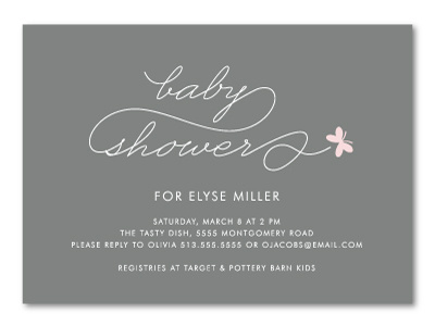 Flutter Typographic Baby Shower Invitation