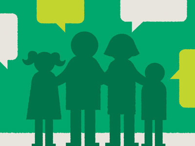 Family Illustration animation dad daughter family green illustration mom silhouette son speech bubbles