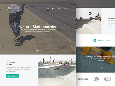 Landing Page - "Skateboarder' Concept concept design interface landing page minimal photoshop psd sports ui user interface ux web design