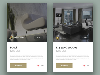 Furniture Widget clean design flat mobile modern product ui user interface ux