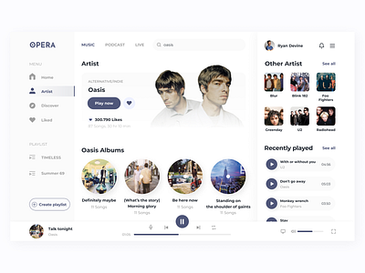 Music player web - Opera design ui ux