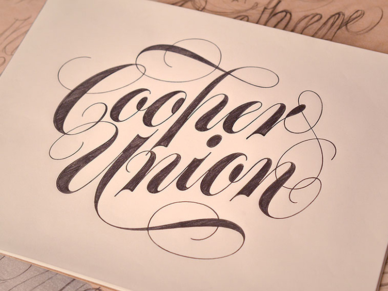 Cooper Union script lettering drawing pencil sketch flourish spencerian hand-drawn pen cursive penmanship calligraphy