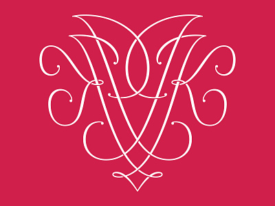 JK Monogram calligraphy cursive heart lettering logo love marriage monogram script spencerian typography wedding