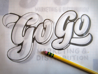T&L Go Go Sketch drawing hand drawn hand lettered hand lettering lettering pencil script sketch