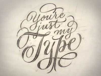 Just My Type Initial Sketch calligraphy drawing flourish lettering pencil pointed pen script sketch spencerian type and lettering typography