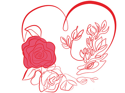 Heart Line Art Design adobe illustrator design heart line art heart with flower line art love lineart love shape love with flower one line art one line art vector