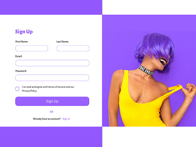 Sign Up 8f55f5 dailyui graphic design sign up ui web design website