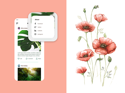DailyUI010 Social Share app appdesign challenge daily 100 challenge daily ui challenge dailyui dailyuichallenge green painting
