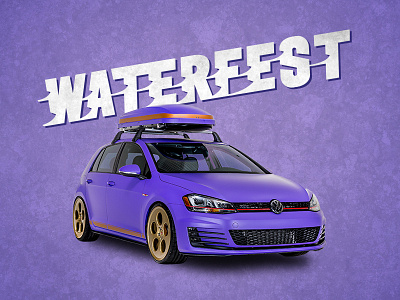Waterfest car custom grunge purple racing sans serif speed typography vibrant volkswagen
