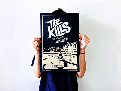 The Kills | Terminal 5 Gig Poster brush script custom type gig poster handdrawn handmade illustration printmaking screenprinting typography