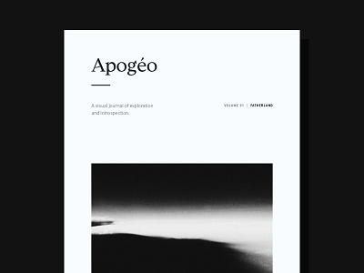 Apogéo black and white grain latin minimalist photography print publication serif simple spanish typography