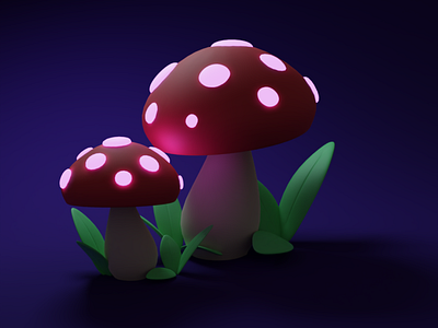Blender Mushroom based on the tutorial by Polygon Runway 3d blender color colors design graphic design light nature organic tutorial