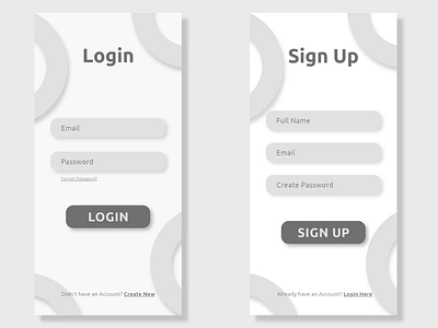 Gray Login-Sign Up Page design login login design login page mobile app design sign up signup