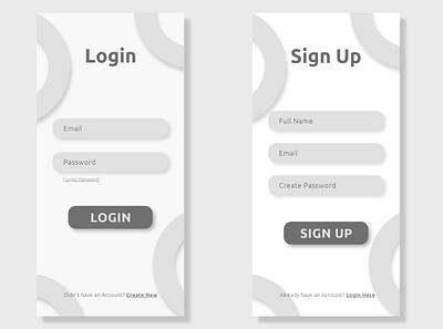 Gray Login-Sign Up Page design login login design login page mobile app design sign up signup