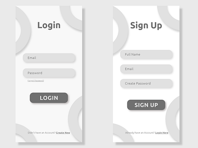 Gray Login-Sign Up Page design login login design login page mobile app design sign up signup