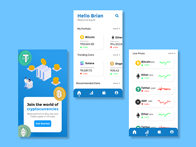 Cryptocurrency Exchange App UI Design crypto exchange app design crypto ui app cryptocurrency app design finance app minimal design ui ui design