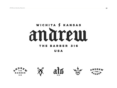 Andrew the Barber Logo barber barbershop kansas logo scissors skull typeface typography wichita