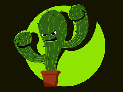Angry Cactus cactus green icon illustration kids