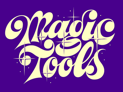Magic Tools 1970s groovy illustration lettering logo shine type