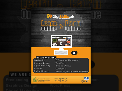 Flyer for DigiSkills advertisement branding design flat flyer graphic design illustrator minimal poster typography