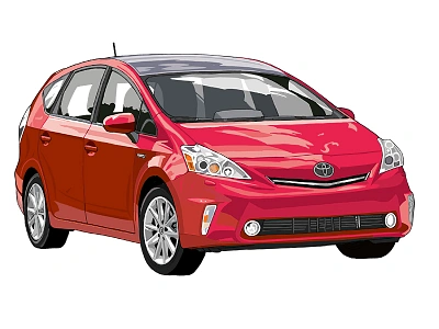 Toyota Prius hybrid illustration prius red sonic boom toyota