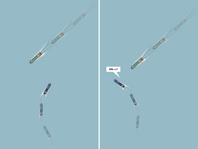 Collision Avoidance: Crossing Situation (Birds Eye) collision avoidance crossing situation illustration loss prevention safety steamship mutual work