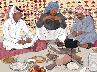 World in Your Kitchen Calendar: Middle East bedouin calendar food illustration middle east