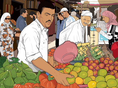 Algeria algeria calendar food illustration souk