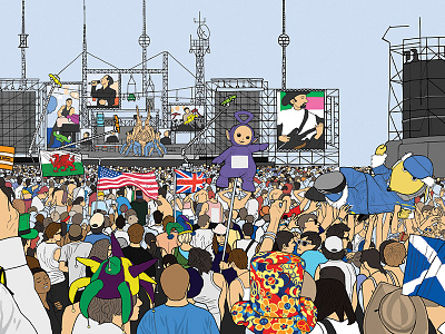 1990s 90s editorial illustration live music q rock