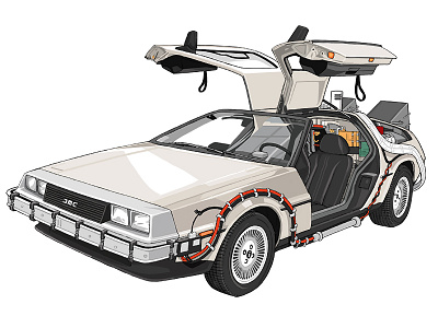 Back to the Future back to the future boom car delorean dmc ford illustration sonic time travel transport